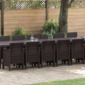 vidaXL Conjunto de Jantar para Jardim com Almofadas 17 pcs Castanho PP