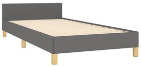 Estrutura de cama c/ cabeceira tecido 90x190 cm cinza-escuro