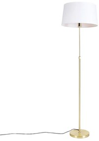 LED Candeeiro de pé inteligente dourado com abajur de linho branco 45 cm incl. Wifi A60 - Parte Moderno,Design