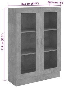 Armário vitrine derivados de madeira cinza cimento