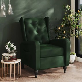 vidaXL Poltrona reclinável veludo verde-escuro