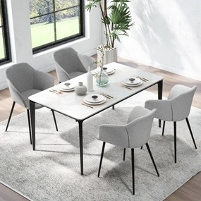 Conjunto de 2 cadeiras de jantar estofadas com encosto ergonômico e braços largos 60 x 53 x 82,5 cm Cinza Claro