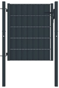 Portão de cerca 100x81 cm PVC e aço antracite