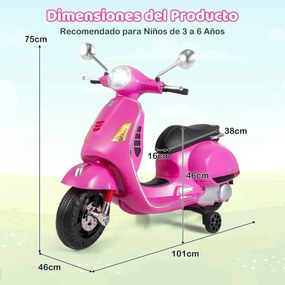 Mota elétrica para crianças de 12 V com 4 rodas, música, luzes LED, rodas de treino, motor duplo de 30 W e design retro-chique para crianças dos 3 aos