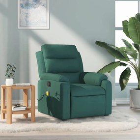 Poltrona de massagens reclinável tecido verde-escuro