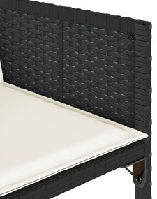 15 pcs conjunto de jantar p/jardim com almofadões vime PE preto