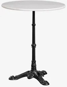 Mesa De Bar Redonda Ø60cm Em Pedra Natural Azteca Mármore Branco Guangxi - Preto - Sklum