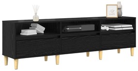Gabinete para TV com gaveta com prateleira Carvalho preto 150 x 30 x 4