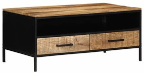 Mesa de Café 90x50x40 cm Madeira Sólida Rústica de Mangueira