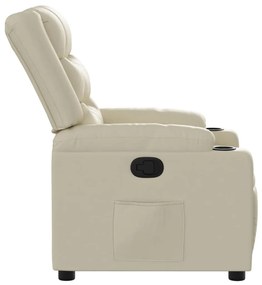 Poltrona reclinável couro artificial cor creme