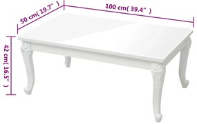 Mesa de centro 100x50x42 cm derivados madeira branco brilhante