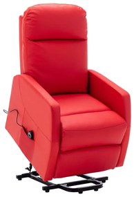 vidaXL Poltrona elevatória couro artificial vermelho