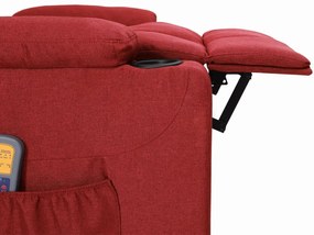 Poltrona elevatória de massagens tecido vermelho tinto