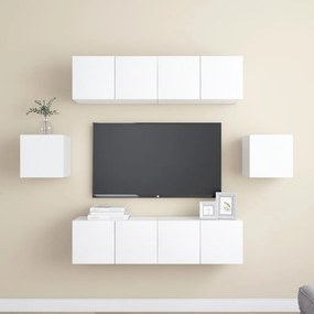 6 pcs conjunto de móveis de TV derivados de madeira branco