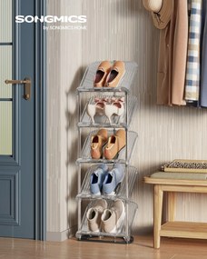 Sapateira com prateleiras inclinadas 24,5 x 28,4 x 102,5 cm cinzenta