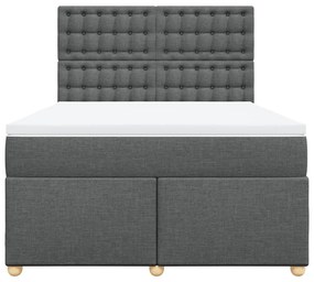 Cama com molas/colchão 140x190 cm tecido cinzento-escuro