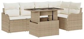 Sofá de Jardim Modular de 6 Peças com Almofadas Bege