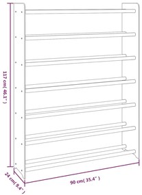 Sapateira Olívia - Com 7 Prateleiras - 90x24x117 cm - Cor Castanho - D