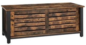 Suporte de TV industrial VASAGLE para TVs de até 48 polegadas, armário de TV com portas de correr e 2 prateleiras, armário baixo na sala de estar, quarto e corredor, aço, 110 x 40 x 45 cm, marrom rústico LTV41BX