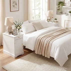 Conjunto de 2 mesas de cabeceira, mesa apoio 35 x 60 x 62 cm com estação de carregamento com gaveta Brancas