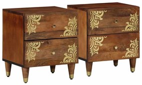 vidaXL Cômodas de cabeceira 2 pcs 40x33,5x46 cm Madeira de Mangueira