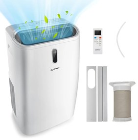 Ar Condicionado portátil 5 em 1 12.000 BTU com controle remoto aquecedor desumidificador ventilador e modo de hibernação temporizador 3 velocidades branco