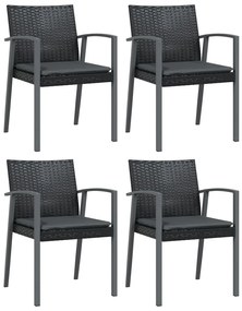5 pcs conjunto de jantar p/ jardim c/ almofadões vime PE e aço