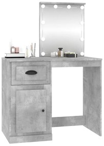 Toucador c/ luzes LED 90x50x132,5cm deriv.madeira cinza cimento