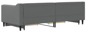 Sofá-cama c/ gavetão e gavetas 90x200 cm tecido cinzento-escuro