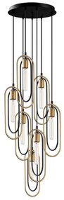 Candeeiro de Teto Chandelier Cerco – Preto e Dourado – 48 x 48 cm