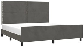 Estrutura de cama c/ cabeceira 180x200cm veludo cinzento-escuro