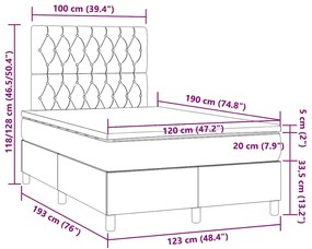 Cama boxspring com colchão 120x190 cm veludo cinzento-claro
