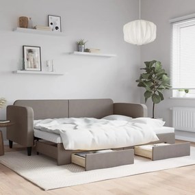 vidaXL Sofá-cama c/ gavetão/gavetas 80x200 cm tecido cinza-acastanhado