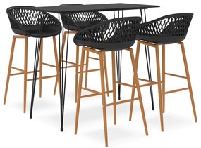 vidaXL 5 pcs conjunto de bar preto