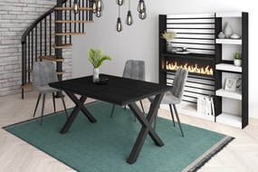 Mesa de sala de jantar | 6 pessoas | 140 | Robusto e estável graças à sua estrutura e pernas sólidas | Ideal para reuniões familiares | Preto | Estilo