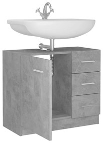 Armário de lavatório 63x30x54 cm contraplacado cinzento cimento