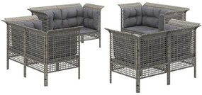 8 pcs conjunto lounge de jardim c/ almofadões vime PE cinzento