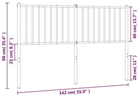 Cabeceira de cama 135 cm metal branco