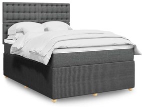 vidaXL Cama com molas/colchão 160x200 cm tecido cinzento-escuro