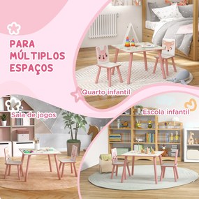 ZONEKIZ Conjunto de Mesa e Cadeiras para Crianças de 3 Peças Mesa Infa