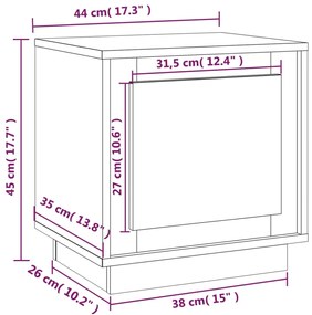 Mesa de cabeceira 44x35x45cm derivados madeira branco brilhante