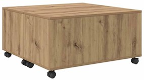 Mesa de centro com roda carvalho artisiano 75 x 75 x 38 cm