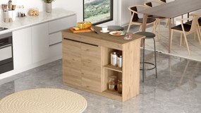 Ilha de Cozinha "Orren" - 120x88x60 cm - Carvalho - Design Moderno