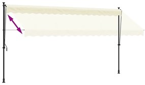 Toldo retrátil 400x150 cm tecido e aço cor creme