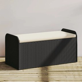 vidaXL Banco de arrumação com almofadão 115x51x52 cm vime PE preto
