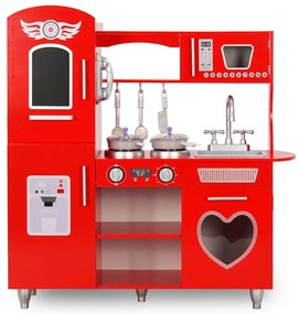 Cozinha de brincar para crianças MDF 84x31x89 cm vermelho
