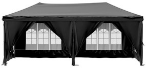 Tenda para festas dobrável com paredes laterais 3x6 m preto
