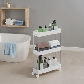 Carrinho de cozinha, casa de banho extensível 23 x (38-60) x 15,3 cm branco