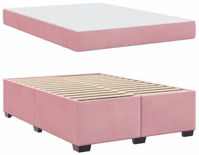 Estrutura de cama com colchão Outros Rosa 140 x 200 cm Veludo