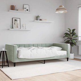 vidaXL Sofá-cama com colchão 90x200 cm veludo cinzento-claro